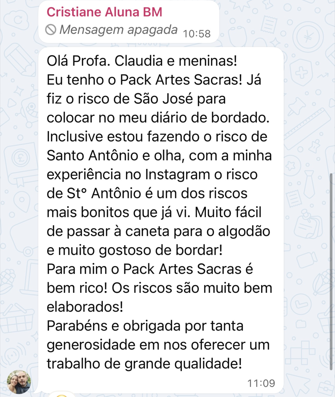 Depoimento de Cristiane sobre a Coleção Sacra